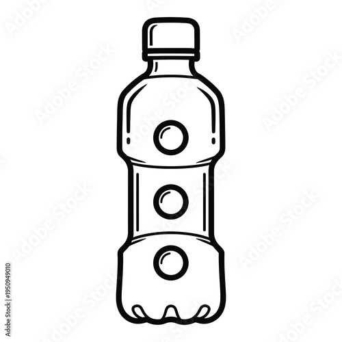 Black and white line drawing of a plastic water bottle icon