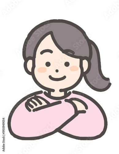 笑顔で腕を組む女の子