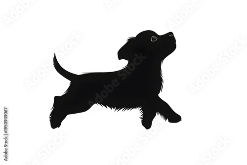 Silhouette Puppy: Playful puppy silhouette, a symbol of innocent youthfulness and boundless joy, set against a pristine backdrop.