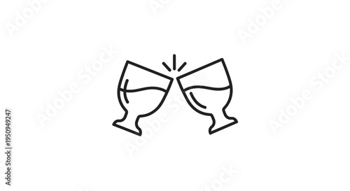 Two Wine Glasses Clinking in Celebration Toast