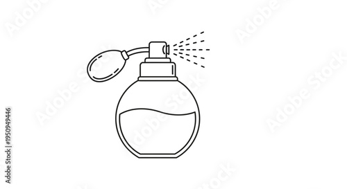Vintage Perfume Bottle with Spray, Elegant Fragrance Atomizer Icon, Retro Beauty Product