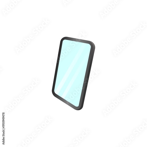 Modern Isometric Square Mirror with Rounded Corners and Reflection