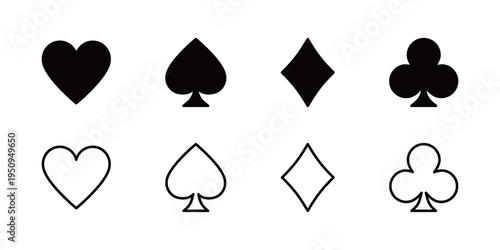 トランプのマークセット（塗り・線）