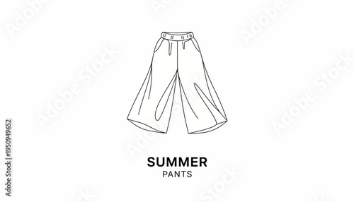 Summer Pants Fashion Illustration: Wide Leg Culottes with Belt Detail