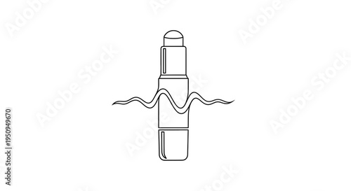 Sunscreen stick with wavy lines symbolizing protection from sun rays, vector illustration