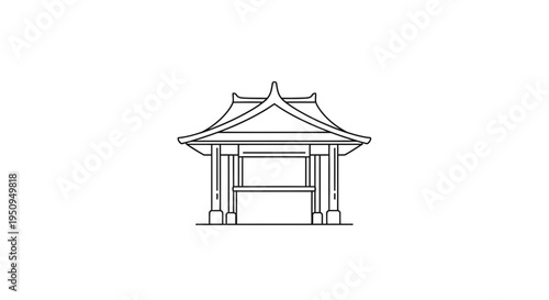 Traditional Japanese Pavilion Outline Icon