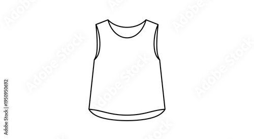 Sleeveless Top Fashion Illustration, Minimalist Line Art Clothing Design
