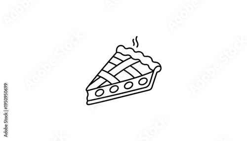 Slice of Delicious Apple Pie with Lattice Crust, Steaming Hot, Isolated on White Background