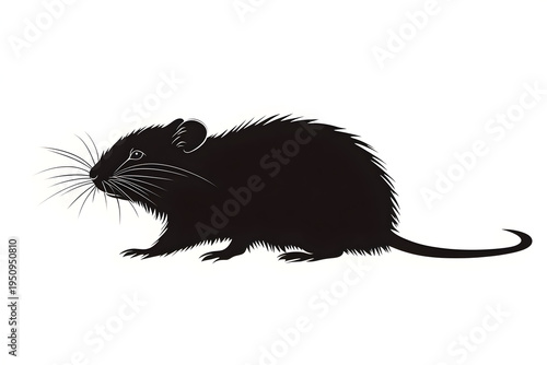 Silhouette Rodent: A minimalist silhouette of a rodent, its form and details artfully presented against a simple backdrop, ready for artistic design.