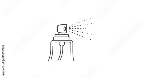 Spray Bottle Icon: Aerosol Mist Spraying Out, Minimalist Line Art