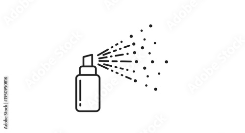 Spray Bottle Icon with Fine Mist Particles, Vector Illustration