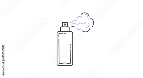 Spray bottle releasing mist, aerosol can icon, clean design