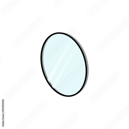 Simple Round Isometric Mirror with Blue Glass Reflection
