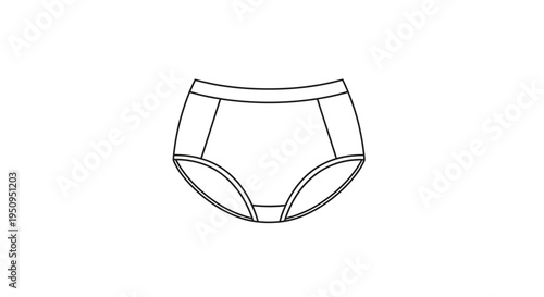 Simple Line Drawing of Women's High-Waisted Brief Underwear