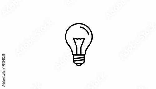 Simple Line Icon of a Light Bulb, Symbolizing Ideas, Innovation, and Creativity