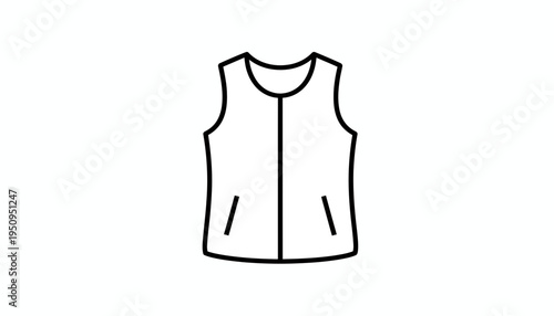 Simple line icon of a sleeveless vest, isolated on white background.