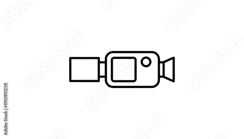 Simple Line Icon of a Video Camera, Vector Illustration