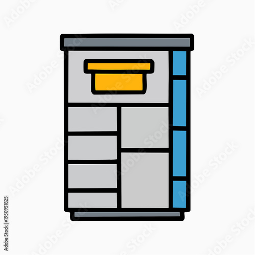 Parcel Locker Delivery Icon Flat Color Last Mile Logistics System