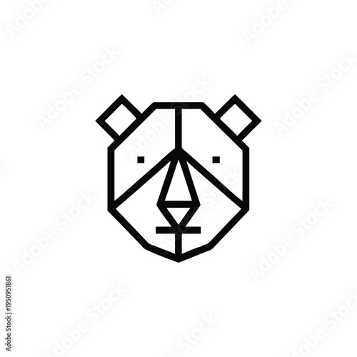 Stylish Abstract Geometric Bear Head Vector Illustration