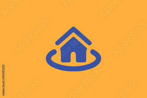 Blue house icon symbol for home property and real estate vector