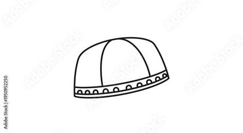 Simple Line Drawing of a Kufi Cap, Islamic Prayer Hat, Minimalist Headwear Icon