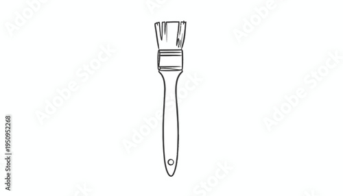 Simple Line Drawing of a Paint Brush on a White Background