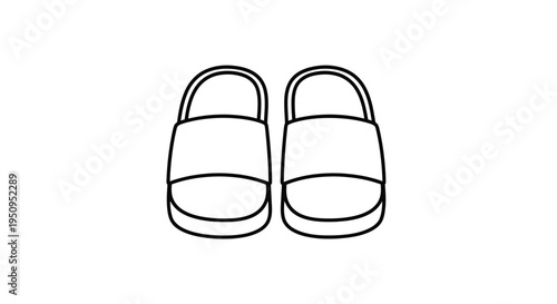 Simple Line Drawing of a Pair of Cozy Slippers on a White Background