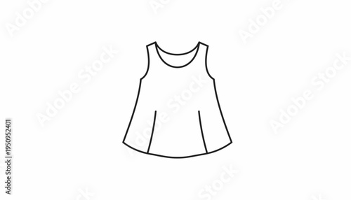 Simple line drawing of a sleeveless baby dress, minimalist fashion icon