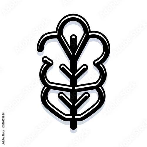 Stylized plant leaf outline icon symbolizing organic food, healthy eating, vegetarian and vegan lifestyle, nature, growth, wellness and eco friendly living for design use