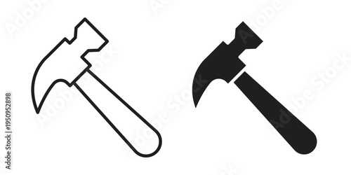 Hammer icon logo concept on white background. Suitable for use on web apps