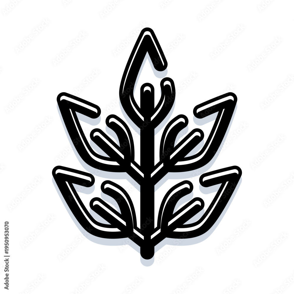 Naklejka premium Cereal plant icon symbolizing agricultural growth, harvest, and sustainability, featuring upward pointing arrows on leaves representing progress and rising food production
