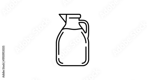 Simple Line Art Illustration of a Glass Pitcher Filled with Liquid