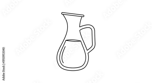 Simple Line Art Illustration of a Glass Carafe with Oil or Liquid