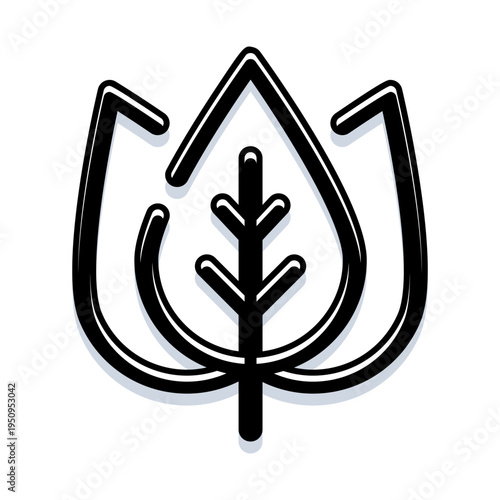 Stylized leaf outline icon symbolizing natural growth, eco friendly initiatives, and botanical well being, representing sustainability and environmental protection