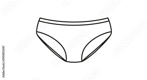 Simple Line Art Icon of Women's Underwear Briefs, Minimalist Fashion Design