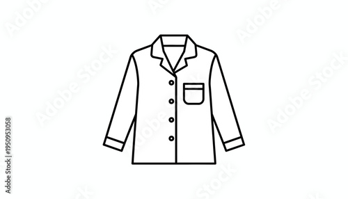 Simple Line Art Illustration of a Pajama Shirt