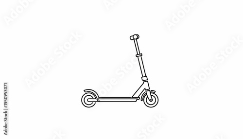 Simple Line Art Illustration of a Kick Scooter