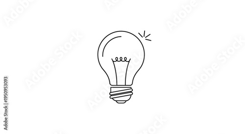 Simple Line Art Light Bulb Icon Symbolizing Idea, Innovation, and Creativity