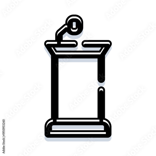 Podium with an integrated microphone providing a formal setup for speeches, presentations, lectures, and public addressing, symbolizing communication, authority, and information sharing