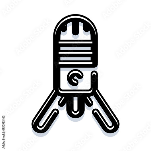 Microphone icon illustrating recording studio equipment for broadcasting, podcasting, voiceovers, and sound production, symbolizing communication and auditory content creation