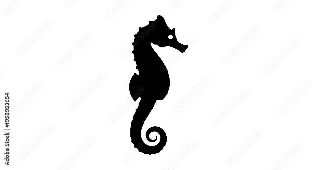 Naklejka premium Black Seahorse Silhouette Icon on White Background