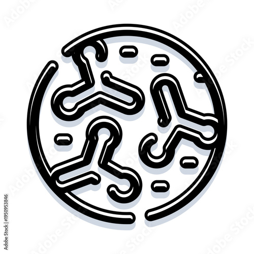 Clothes hangers symbolizing fashion, laundry, and organization, arranged in a circular design and presented as a clean line art icon with a subtle shadow