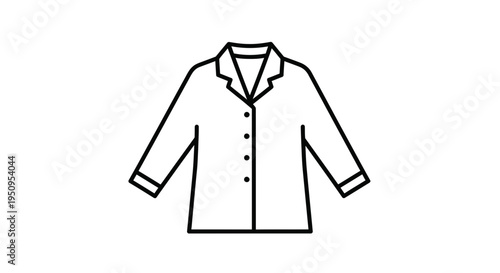 Simple Line Art Icon of a Button-Up Shirt, Minimalist Clothing Graphic