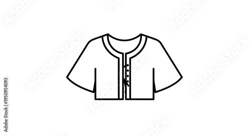 Simple Line Art Icon of a Cropped Jacket with Buttons