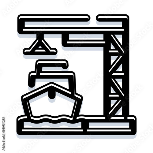 Industrial gantry crane transferring shipping containers between freighter and dock at a busy port, symbolizing global trade, logistics, and maritime transportation operations