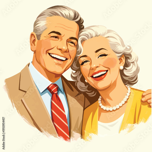073-37-Smiling elderly couple embracing, showing happiness and lasting love
