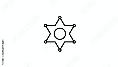 Sheriff Badge Icon, Law Enforcement Symbol, Six Pointed Star, Police Emblem, Vector Graphic
