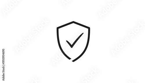 Shield with Check Mark Icon, Security and Safety Symbol, Protection Concept