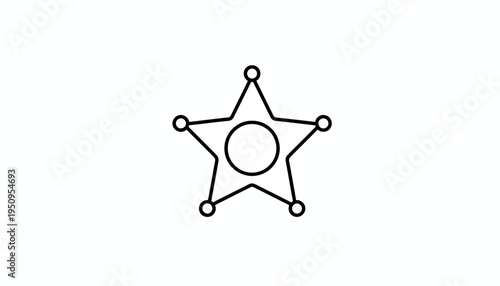 Sheriff Star Badge Icon, Wild West Law Enforcement Symbol, Vector Illustration