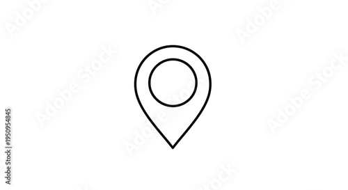Simple Black and White Map Pin Icon, Location Marker Symbol, Navigation and GPS Concept